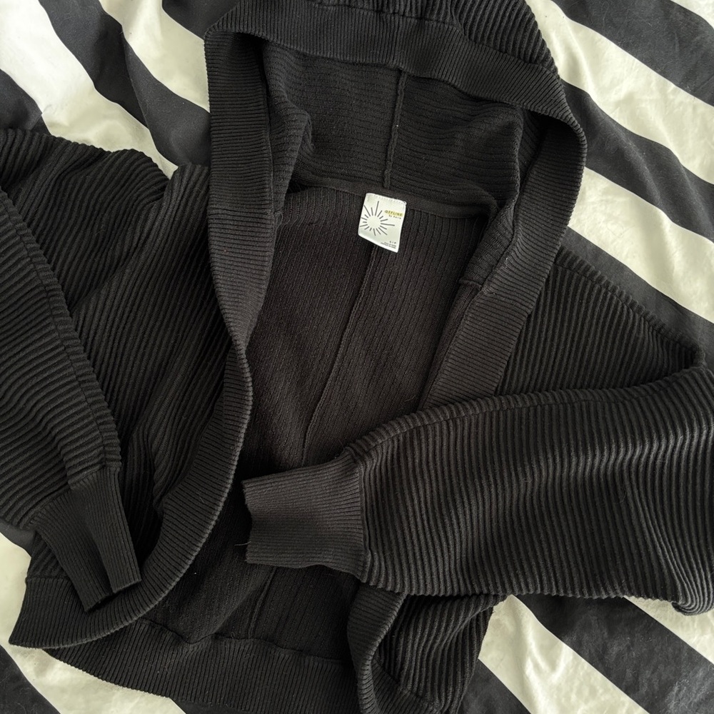 Aerie Black Ribbed Sweater Shrug